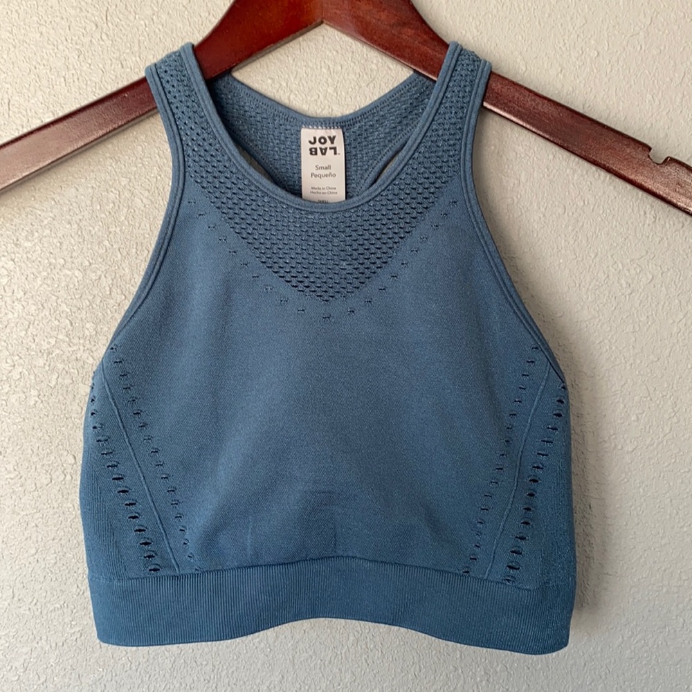Joylab blue high neck sports bra